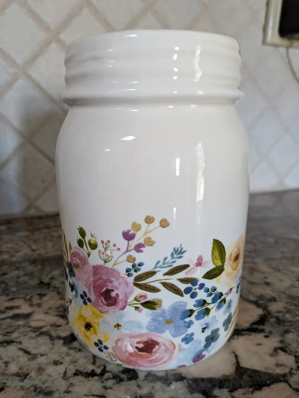 Watercolor Floral Vase Mason Jar
